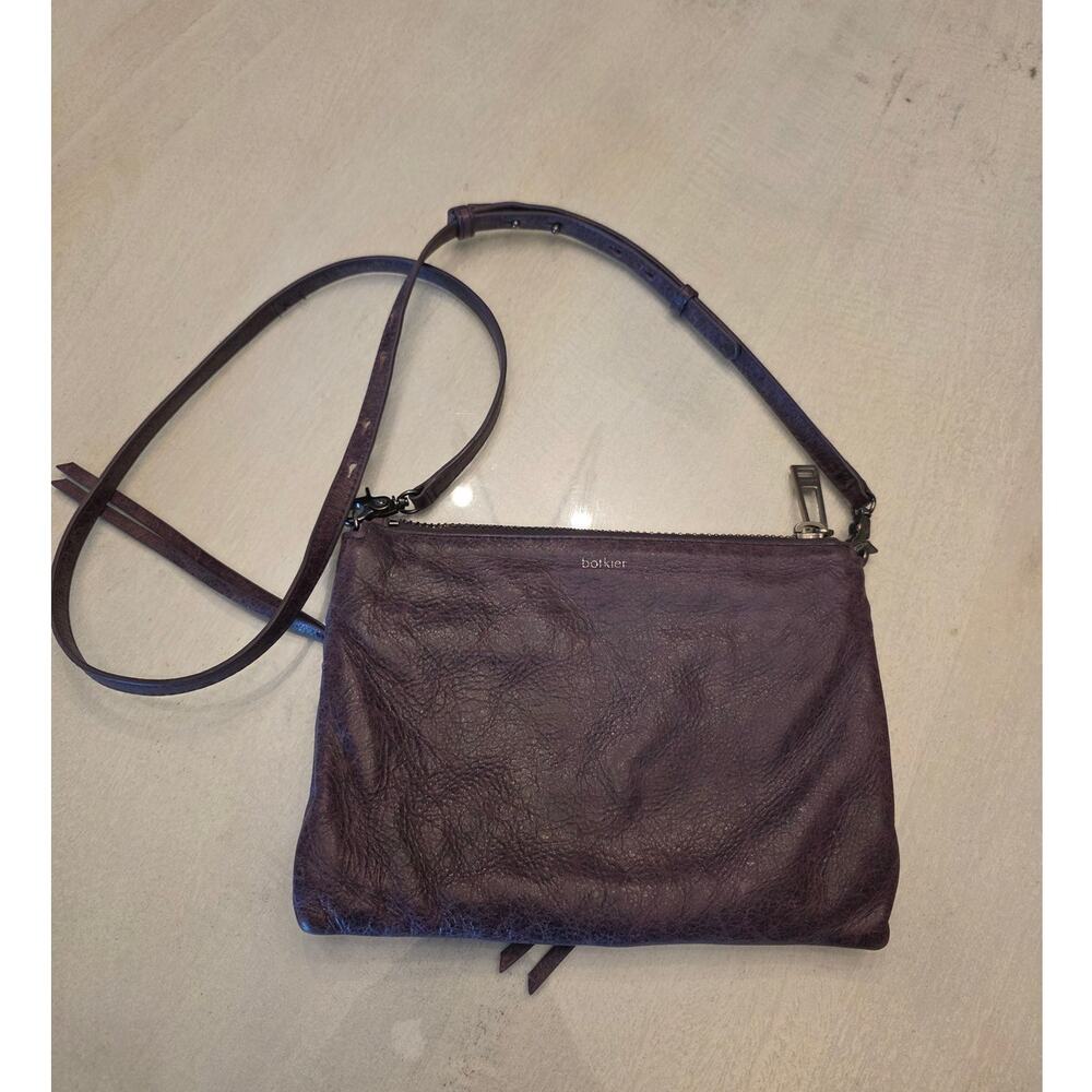 Botkier Purple Leather Crossbody Bag Zippers Studs Boho - Picture 3 of 7